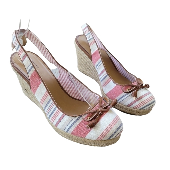 G.h. Bass & Co. Red/Blue Striped Canvas Sling Back Espadrilles 8.5 - Picture 1 of 8